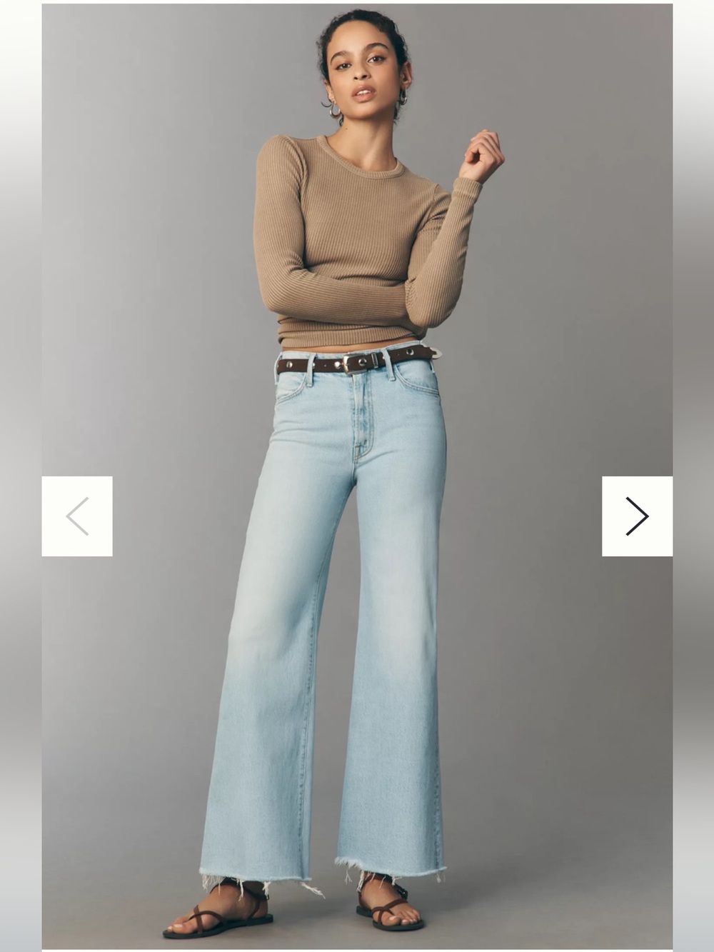MOTHER Hustler Roller Skimp High-Rise Wide-Leg Jeans in Bring The Cooler